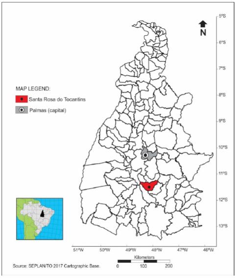Location of Santa Rosa do Tocantins (TO)