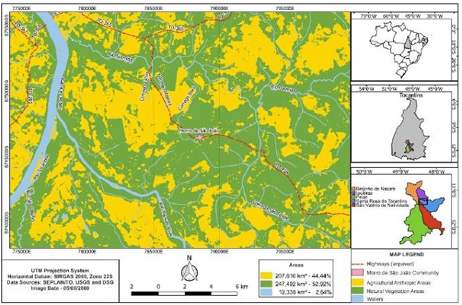 Land use/coverage in the quilombola territory and surrounding areas (2000)