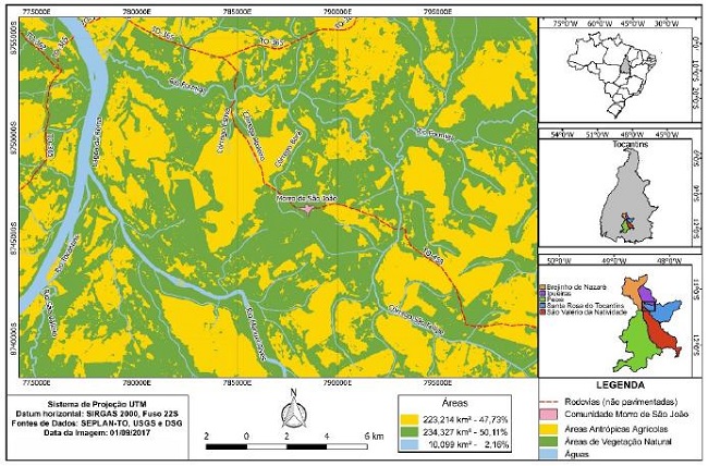 Land use/coverage in quilombola territory and surrounding areas (2017)