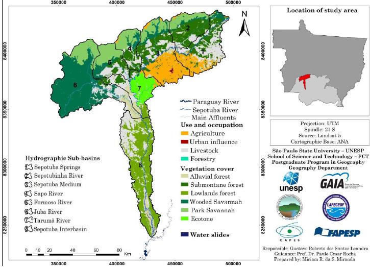Occurrence of the main vegetation cover for the base year of 1986.