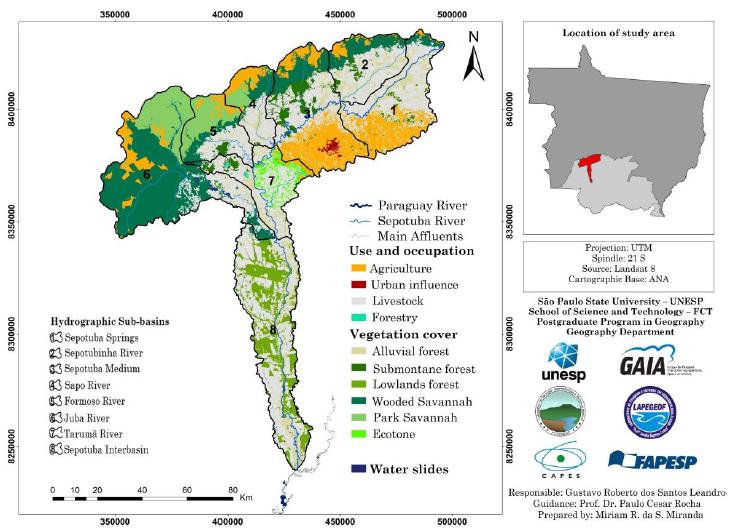 Main classes of use and current coverage for the base year of 2016, denoting the expansion of the occupied areas, thus, consequently, reduction of natural formations.