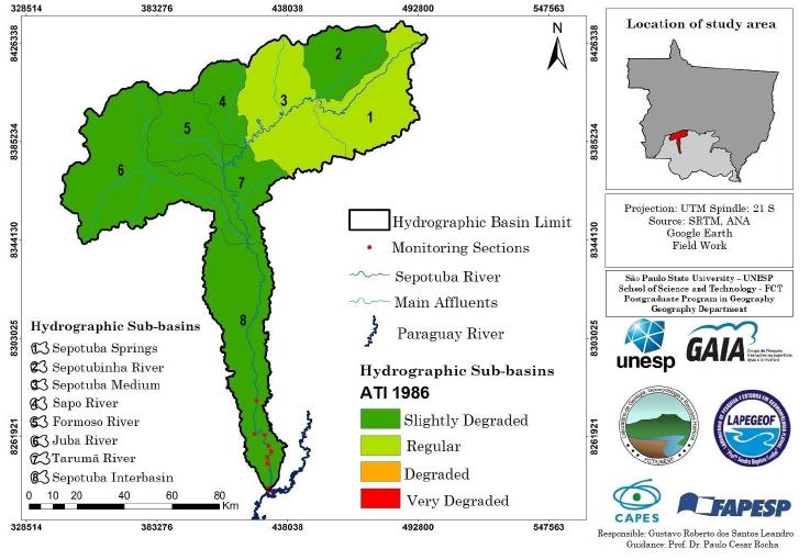 Anthropogenic Transformation Index referring to the land use and land cover mapping of 1986, Sepotuba river basin, Upper Paraguay River - Mato Grosso.