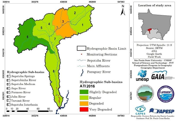 Change in the Anthropogenic Transformation Index referring to the land use and land cover mapping of 2016, Sepotuba river basin, Upper Paraguay River - Mato Grosso.