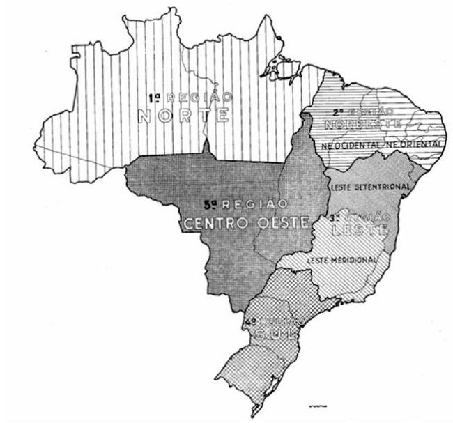 Cartogram of Brazil&rsquo;s regional division (1941).