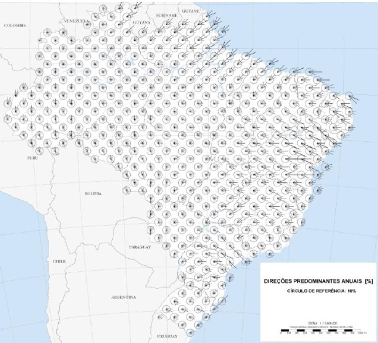 Winds in Brazil: predominant annual directions 