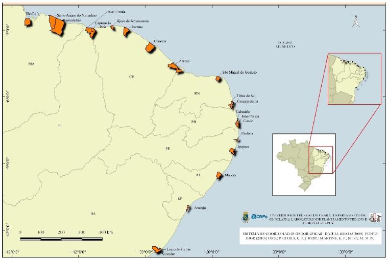The main municipalities for the practice of kitesurfing in the Northeast.