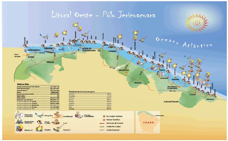 The coastline of the State of Cear&aacute; and the indications of nautical sports.