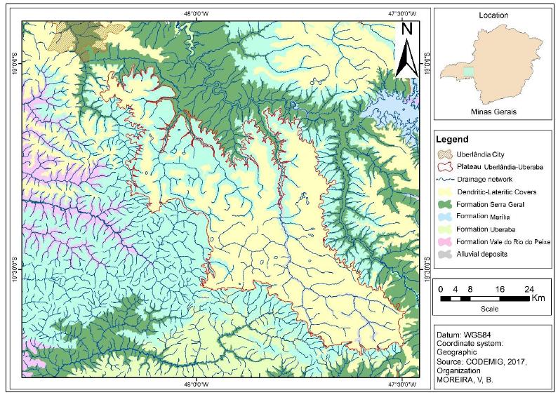 Uberlândia-Uberaba plateau and surroudings litoestratigraphic units.