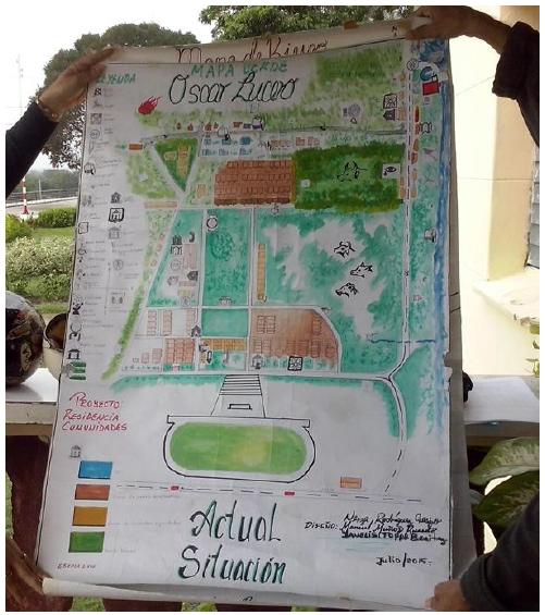 Map of risks designed by the inhabitants at Oscar Lucero Moya community.
