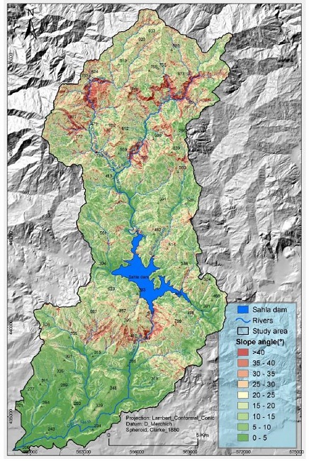 Slope angle in the Sahla watershed
