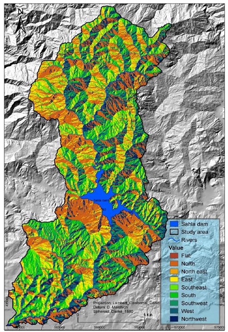 Slope aspects of the Sahla watershed