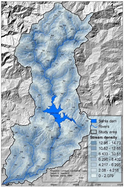 Stream density in the Sahla watershed
