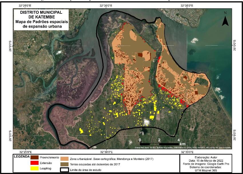 Tipo de expansão urbana no distrito municipal de Katembe.