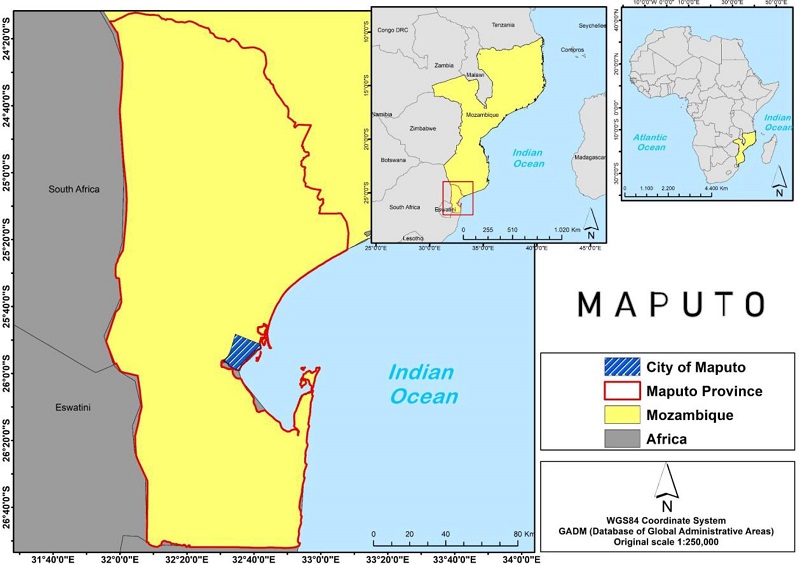 Maputo’s location, Mozambique and Africa