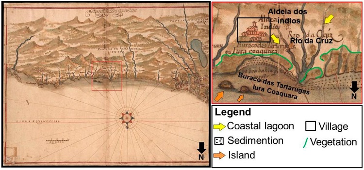 Portuguese chart of the coast of Ceará circa 1629 shows some of its natural characteristics.