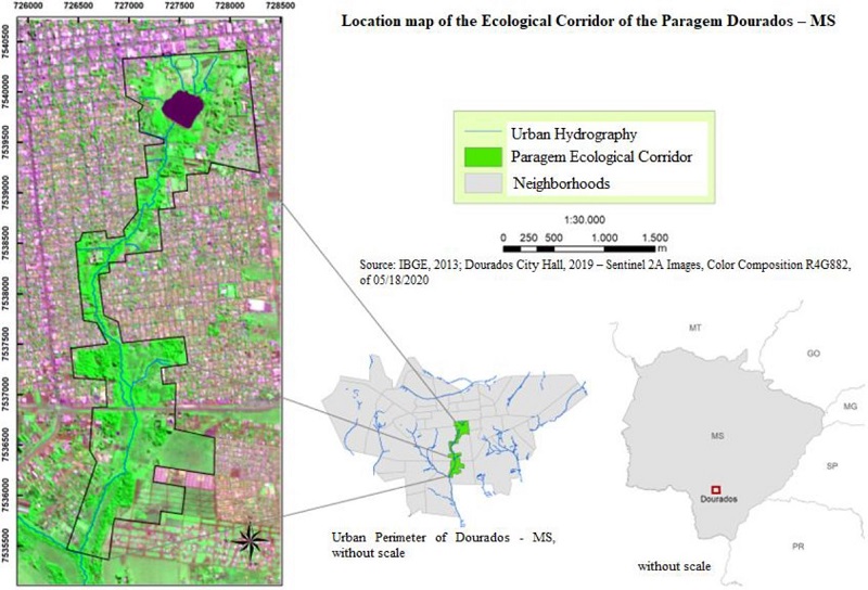 Location of the study area in Dourados – Mato Grosso do Sul