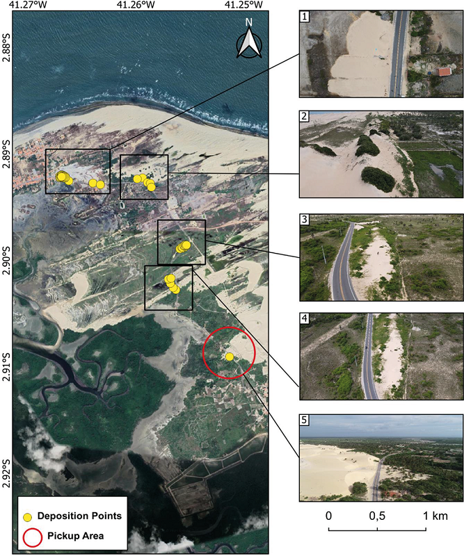 Sediment deposition point along CE-187, grouped into sectors: S1, S2, S3, S4, and S5.