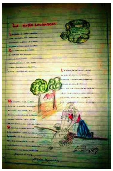 Cuaderno escolar colectivo de niñas, años 50.