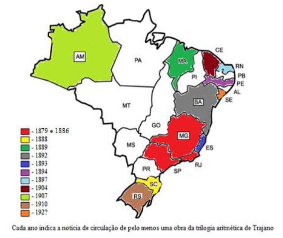 Um mapeamento da circulação da trilogia aritmética de Antonio Trajano.