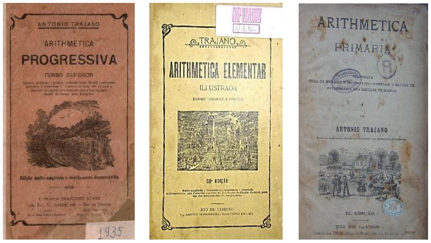Capas da trilogia aritmética de Antonio Trajano.