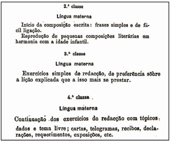 Excerto do Programa de Língua Materna. (DECRETO n.º 16:730, Diário de Governo 83, de 13 de abril de 1929, p. 896-897).
