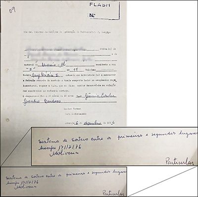 Requerimento para participar da sele&ccedil;&atilde;o por sorteio para o ingresso na 5&ordf; s&eacute;rie do 1&ordm; grau do Col&eacute;gio de Aplica&ccedil;&atilde;o da UFS (1976)