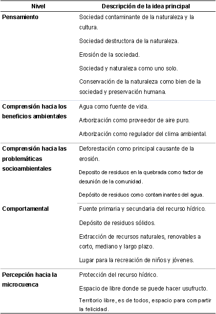 Subjetividades identificadas en la comunidad