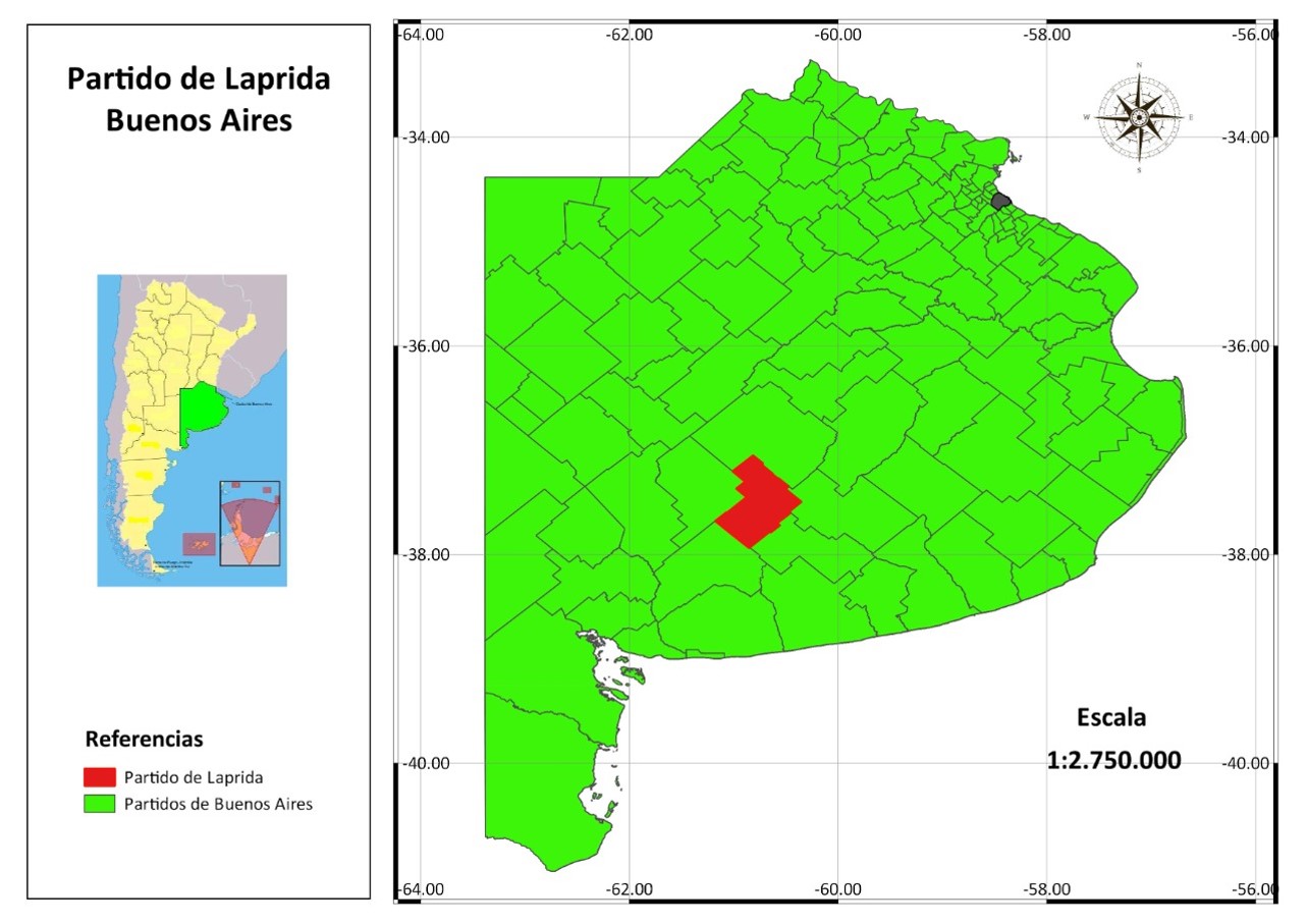 Fig. 1. Ubicaci�n del partido de Laprida en la provincia de Buenos Aires.