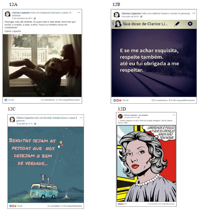 Prints retirados das p&aacute;ginas Clarice Lispector (@claricelispector15) e Clarice Lispector - um mist&eacute;rio (@ClariceLispector.ummisterio).17