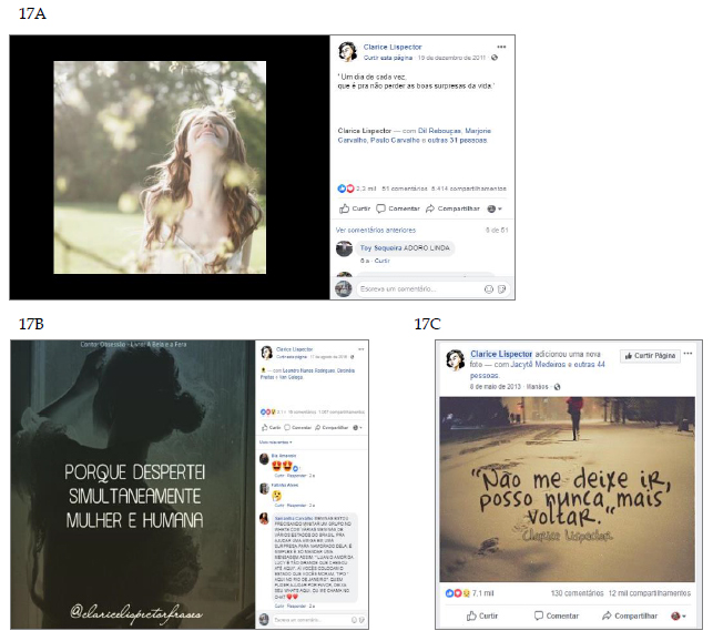 Memes que representam diferentes fases da p&aacute;gina Clarice Lispector (@claricelispector15).