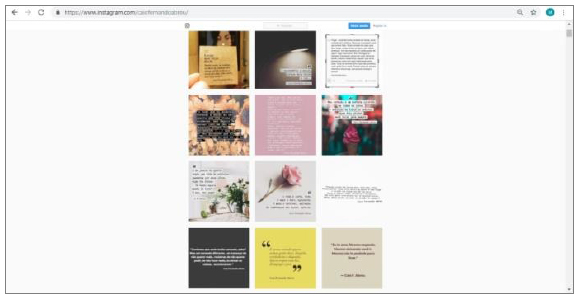 Reprodu&ccedil;&atilde;o da p&aacute;gina em 2019, com a publica&ccedil;&atilde;o de memes padronizados tamb&eacute;m encontrados em outros perfis.
