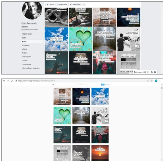 Terceira fase dos perfis @caiofernandoabreu e #escritorcfabreu, com a padroniza&ccedil;&atilde;o do design e a inscri&ccedil;&atilde;o destacada da cita&ccedil;&atilde;o e do nome do autor no espa&ccedil;o gr&aacute;fico do meme.8