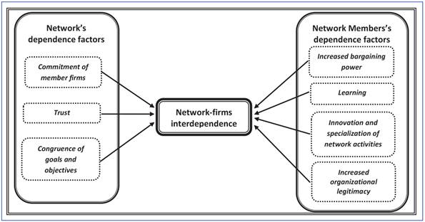 Framework of network-firms interdependence factors