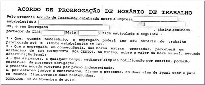 Acordo de prorrogação de horário de trabalho