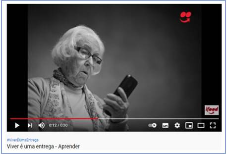 Ifood marketing campaign targeting elderly consumers further encourages them to use the app. Campaign broadcasted on Youtube and television