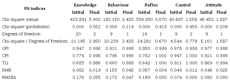 Fit indices for the five CPS constructs