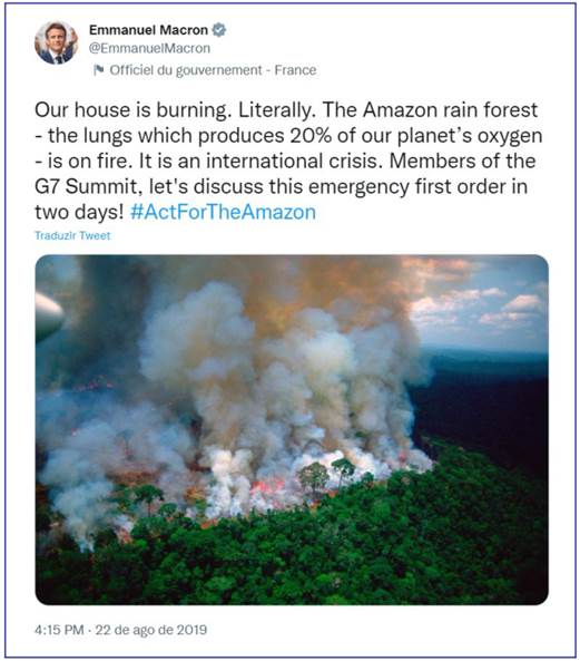 Tuíte do presidente Macron