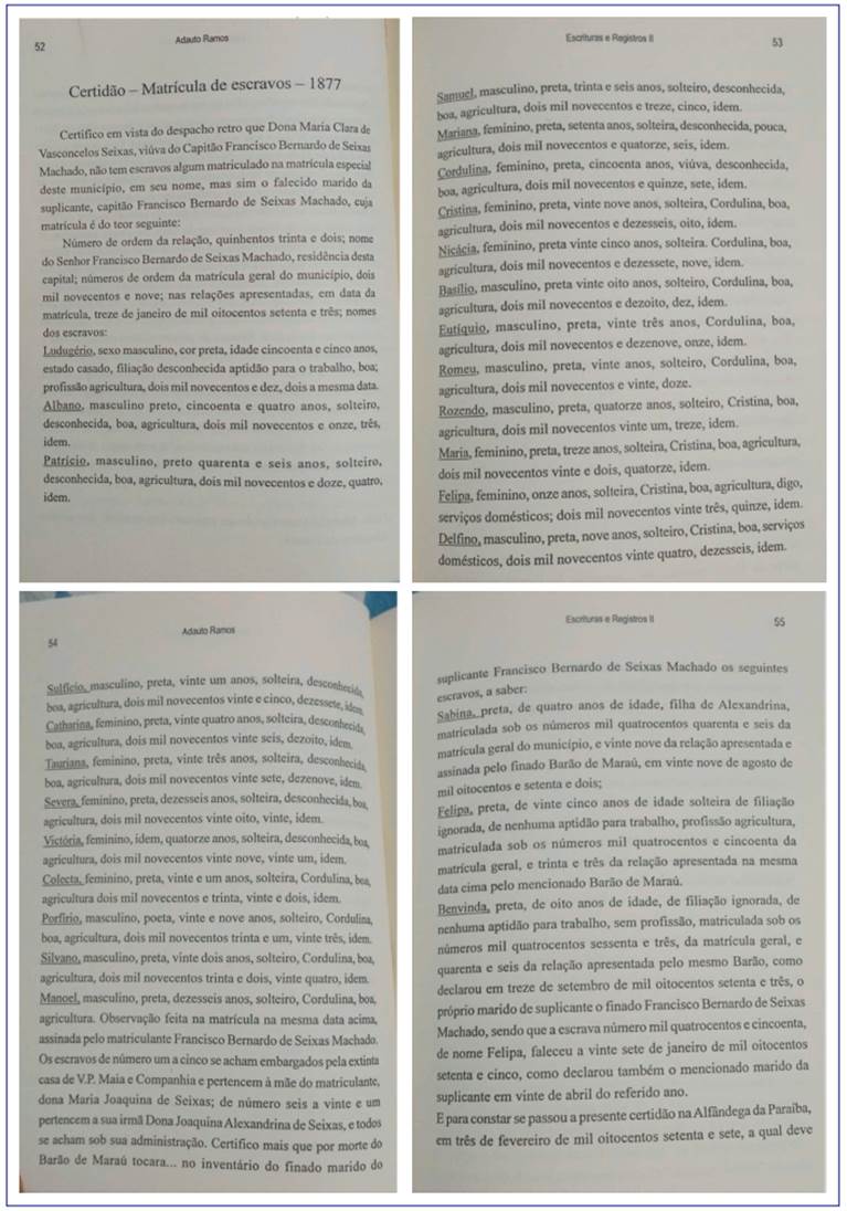 Certid&atilde;o de matr&iacute;cula de escravos (1877)