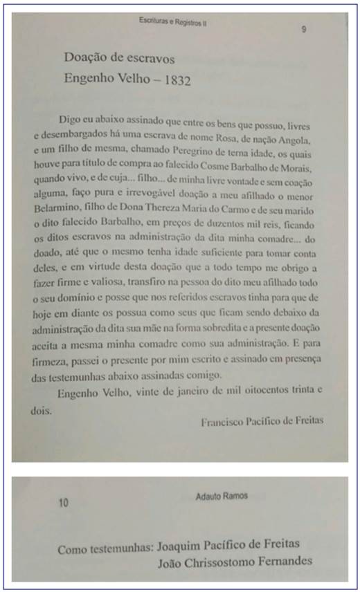 Doa&ccedil;&atilde;o de escravos (1832)