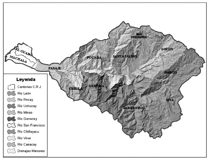 Cantones seg&uacute;n la cuenca del Jubones
