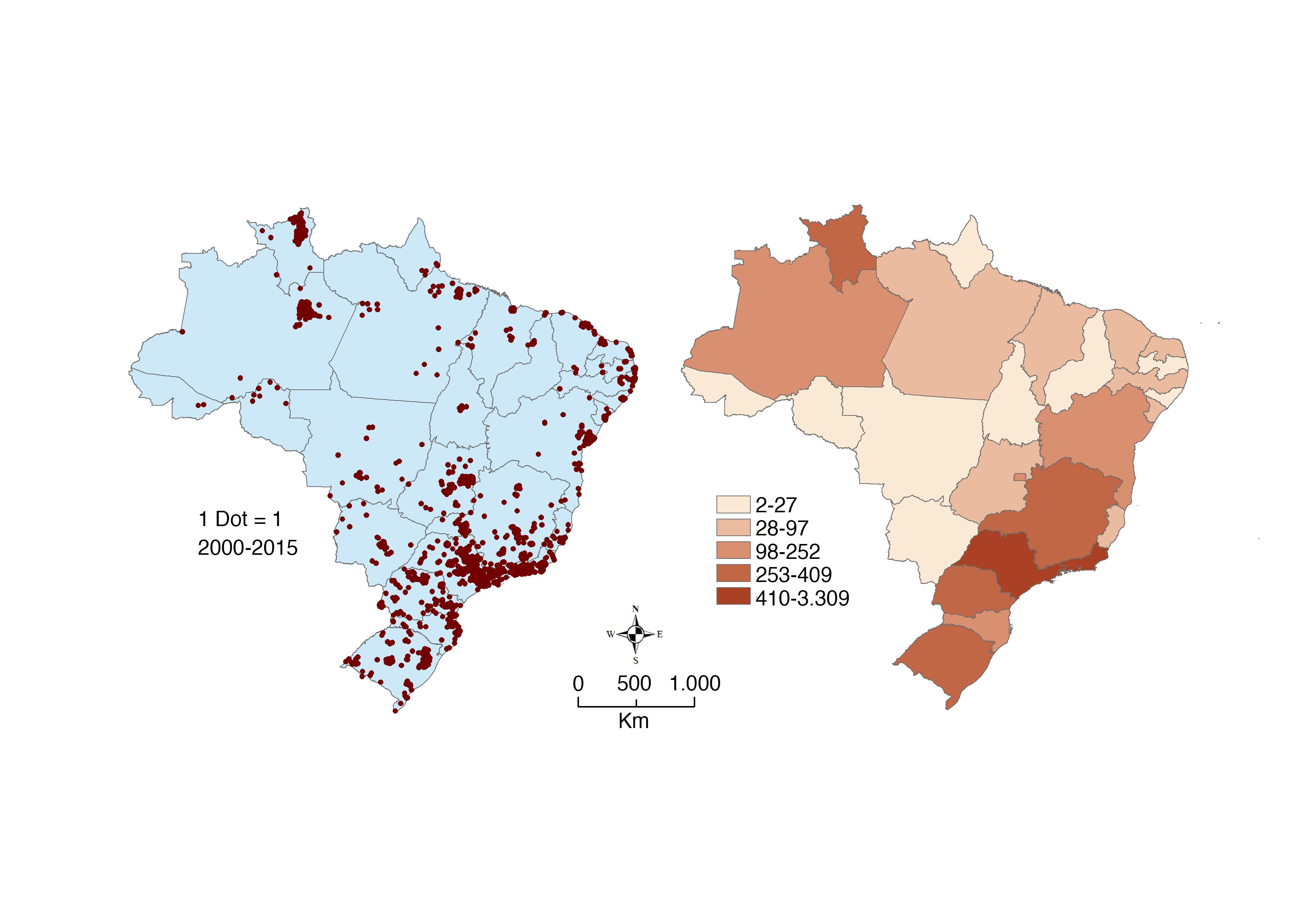 Imigrantes da Venezuela com registros ativos no Brasil, entre 2000 e 2015, segundo municpio e Unidade da Federao de residncia