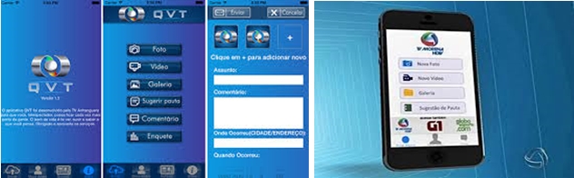 Imagens dos aplicativos QVTV e Bem na hora