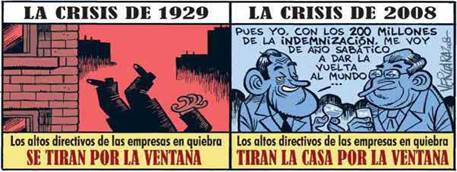 Caricatura sobre la banca en 1929 y 2008.