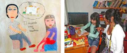 Fotograf&iacute;a 1 a la derecha: Entrevista realizada por Ana Sof&iacute;a Higuita a su abuela. Fotograf&iacute;a 2 a la izquierda: Dibujo realizado por los estudiantes en la memoria metodol&oacute;gica.