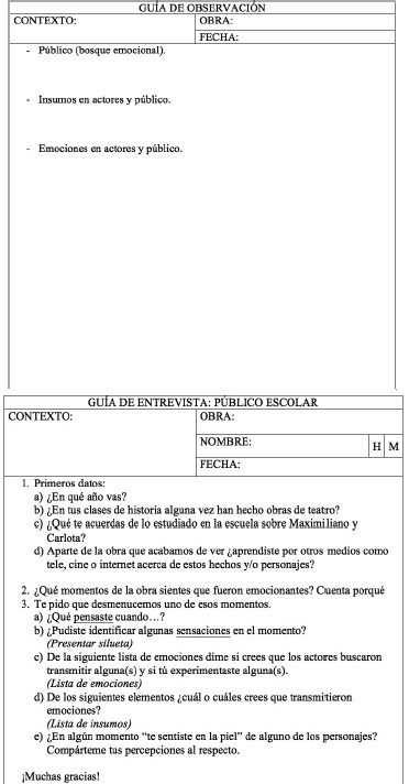 Gu&iacute;a de observaci&oacute;n y entrevista (arriba) y herramientas adicionales (abajo). 