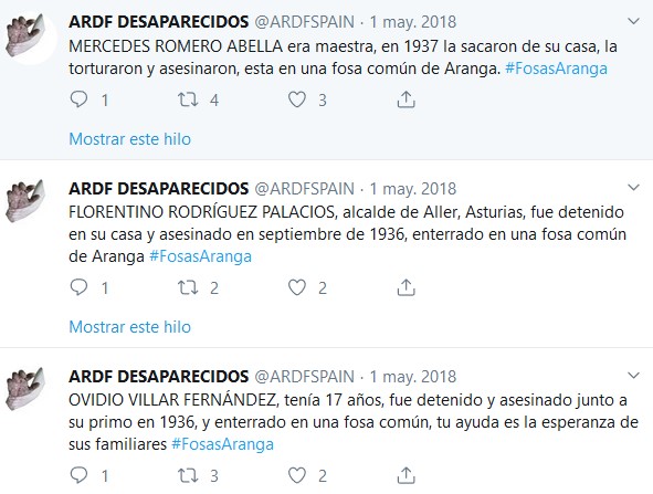 Relaci&oacute;n de tweets de la cuenta @ARDFSPAIN