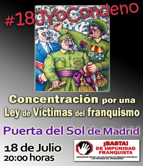 Cartel de la Campa&ntilde;a de 2018 @18JYocondeno Encuentro Estatal de Colectivos de Memoria Hist&oacute;rica y V&iacute;ctimas del Franquismo.