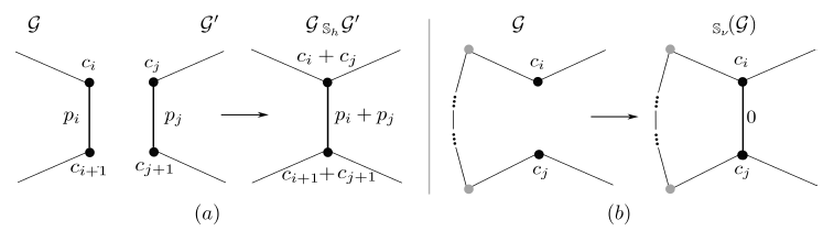 Cirug�a G SνG &prime; y Sν (G) de grafos.