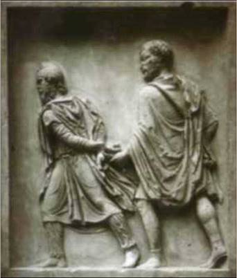 Relieve de la base de una columna del arco de Septimio Severo, siglo III d.C.