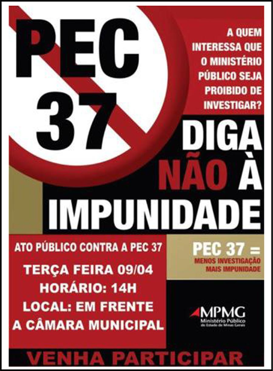 Reprodução de cartaz em conta de promotor de Justiça no Facebook convoca ato público contra a PEC 37 em Divinópolis (MG)